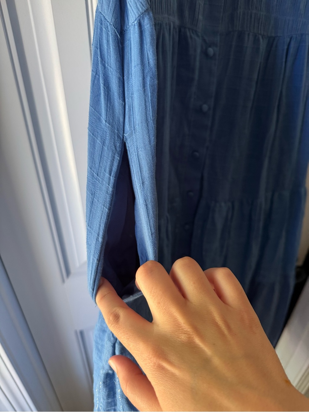Wonderly Blue Tiered Button-Front Midi Dress - Picture 2 of 4